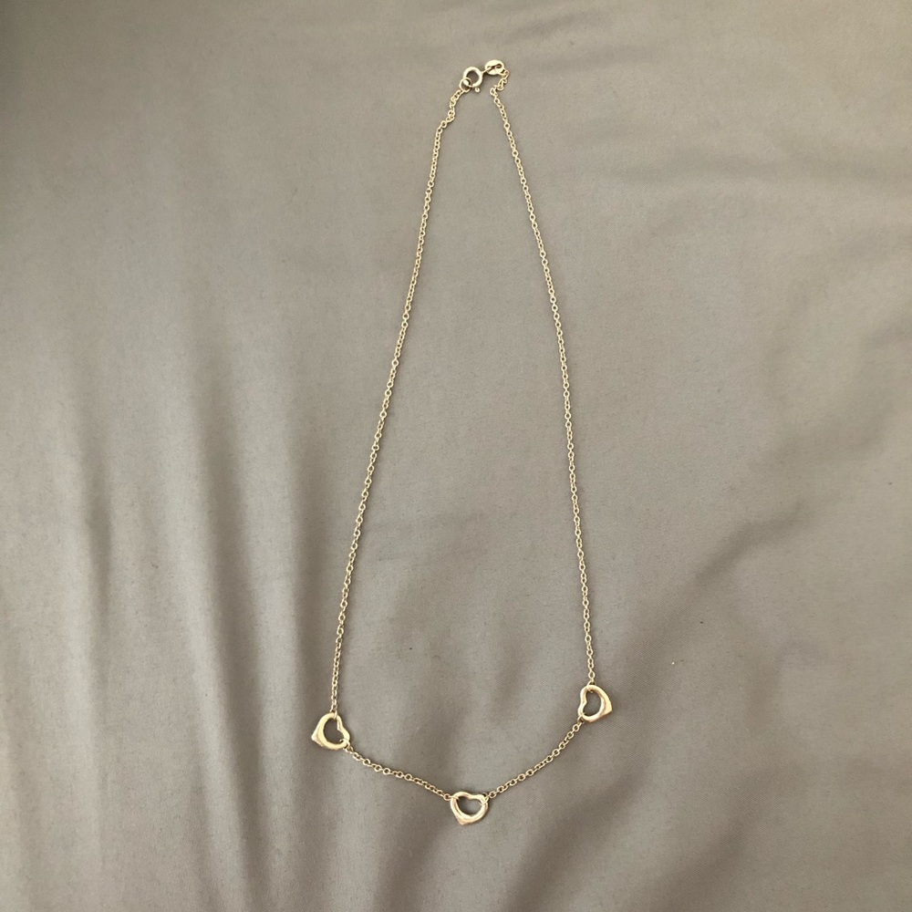 Silver necklace with hearts